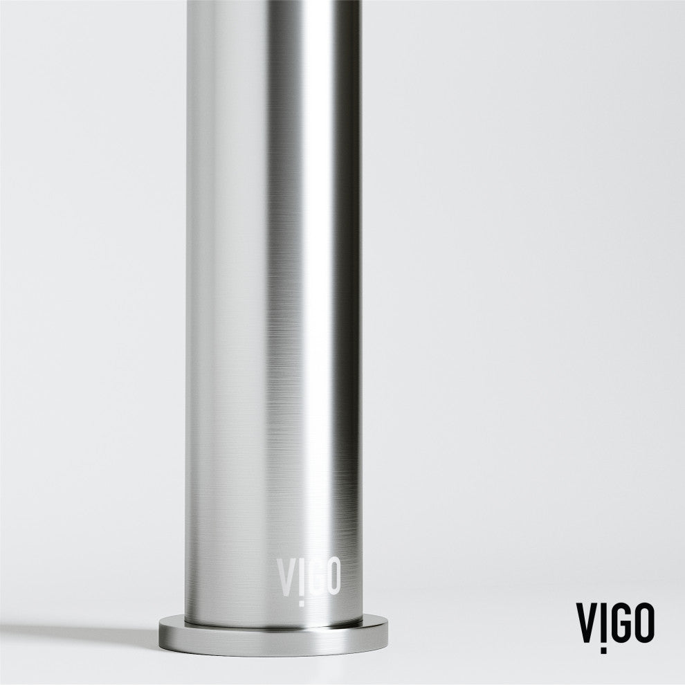 VIGO Apollo 12" H Single Handle Single Hole Bathroom Vessel Faucet, Brushed Nickel