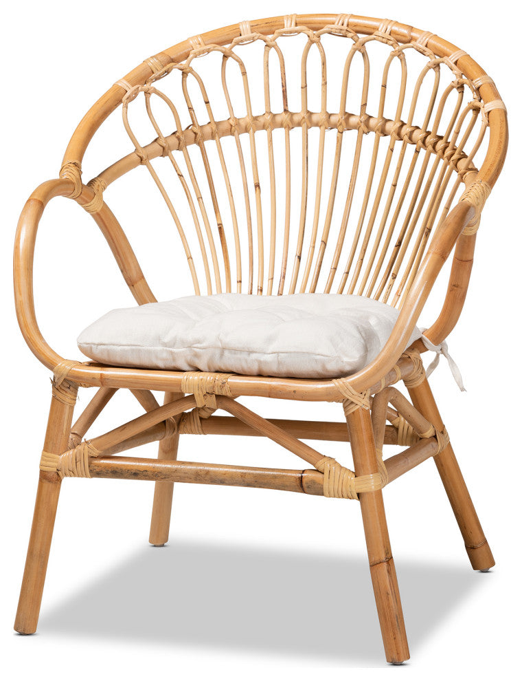 Brit Modern Rattan Dining Chair, Natural Brown