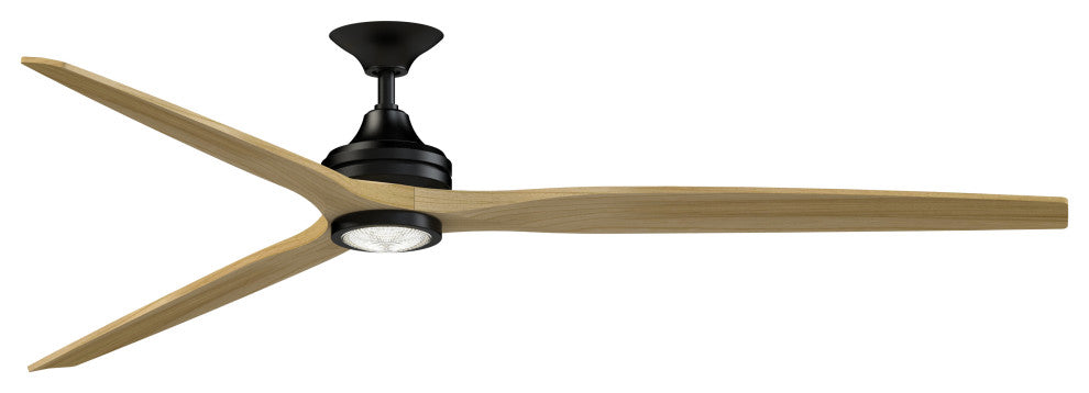 Fanimation Spitfire 84" Fan/LED Light, Black, Black/Natural Blades