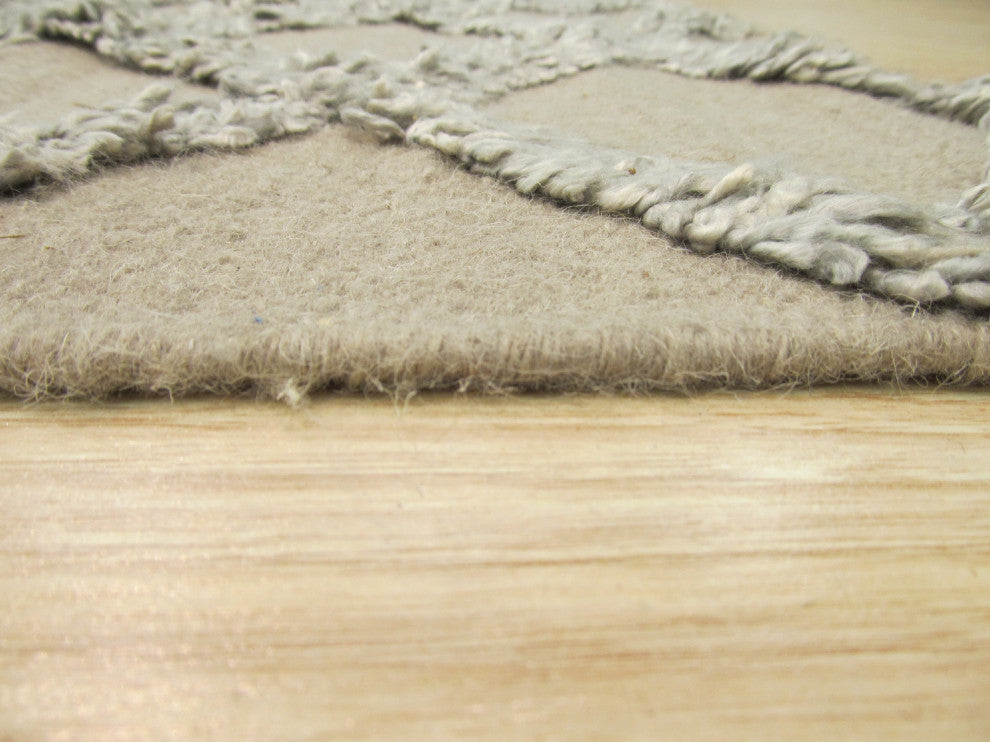 Handwoven Wool and Viscose Camel Transitional Trellis Marakesh Trellis Rug, 9'x12'