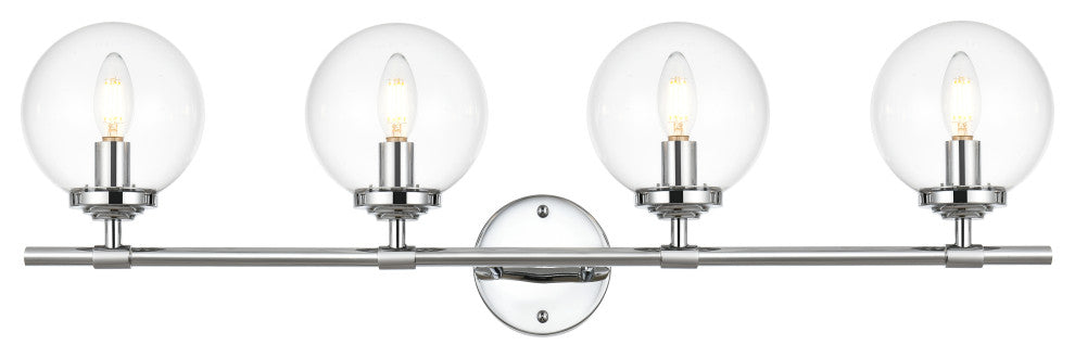 4 Light Chrome And Clear Bath Sconce