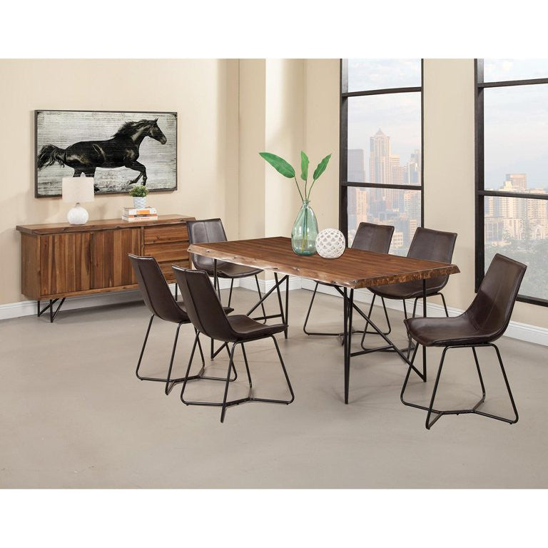 Rustic Modern Sideboard, Acacia Wood Frame With Large Storage, Light Walnut