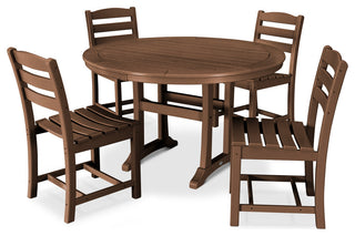 POLYWOOD 5-Piece La Casa Side Chair Dining Set, Teak