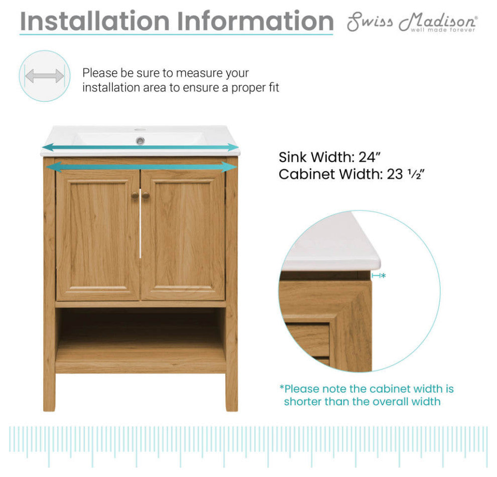 Chateau 24" Bathroom Vanity, Natural Oak