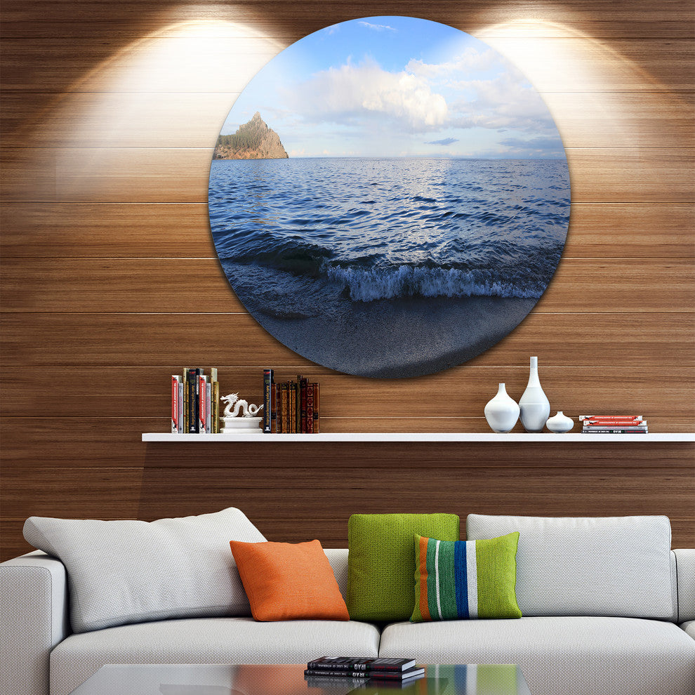 Wave With Whitecaps On Lake Baikal, Seascape Round Wall Art, 11"