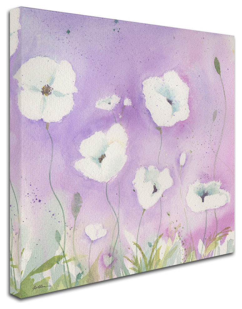 Sheila Golden ''White Poppies, Violet Sky'' Canvas Art, 18x18