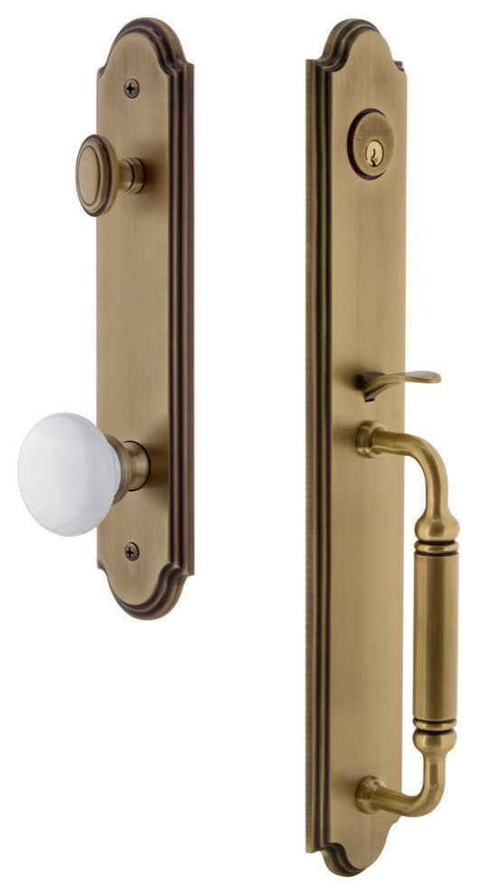 Arc 1-Piece Dummy Handleset, C Grip and Hyde Park Knob, Vintage Brass, 848665