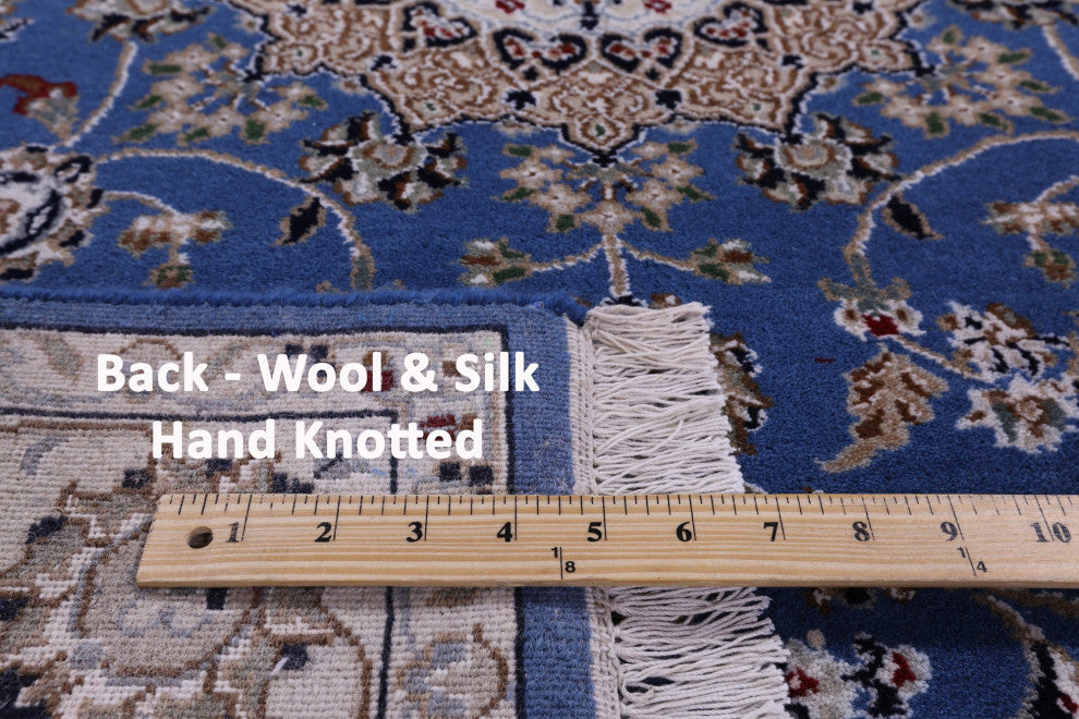 Persian Nain Wool and Silk Handmade Rug 4' 3" X 6' 1" Q11649