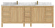 Elizabeth 84 Double Sink Bath Vanity in Light Natural Teak 2" Carrara Marble