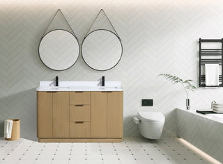 Ari Kitchen and Bath Calamigo 55" Freestanding Bathroom Vanity Oak