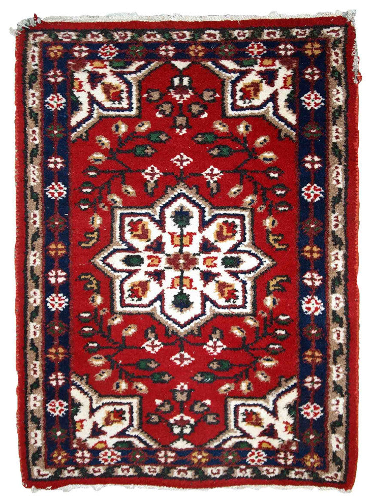 Handmade vintage Persian Hamadan rug 2' x 3' (62cm x 91cm) 1970s