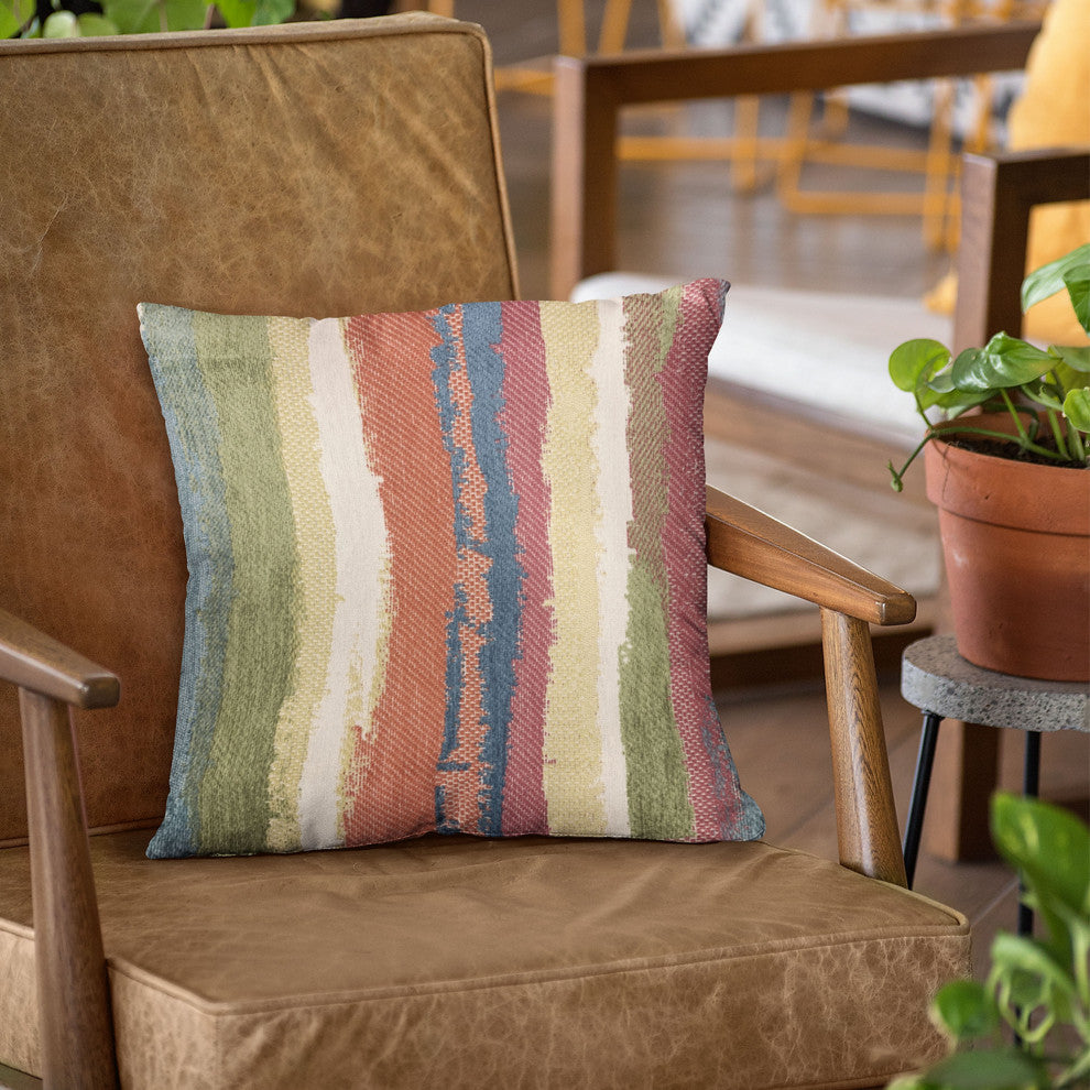 Plutus Multi-Color Cuba Stripe Luxury Throw Pillow, 20"x20"