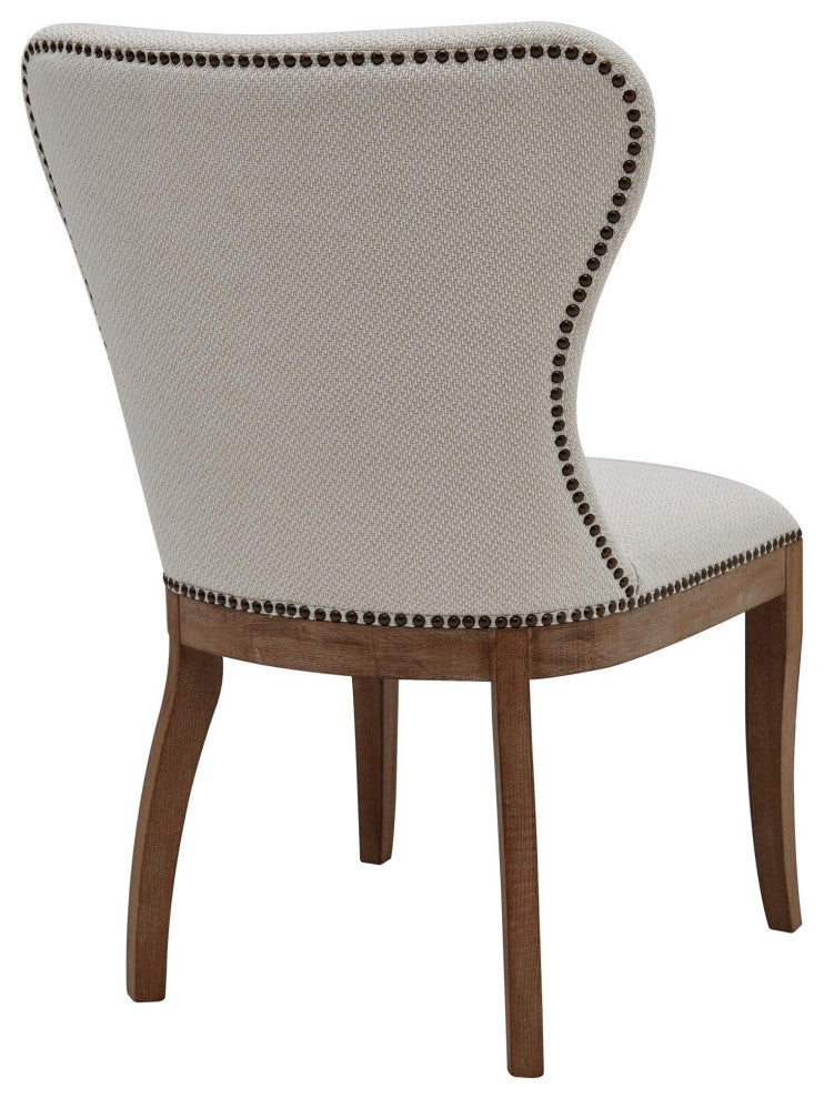 Dorsey Dining Side Chair Drift Wood Legs, Set of 2, Cardiff Cream, Fabric