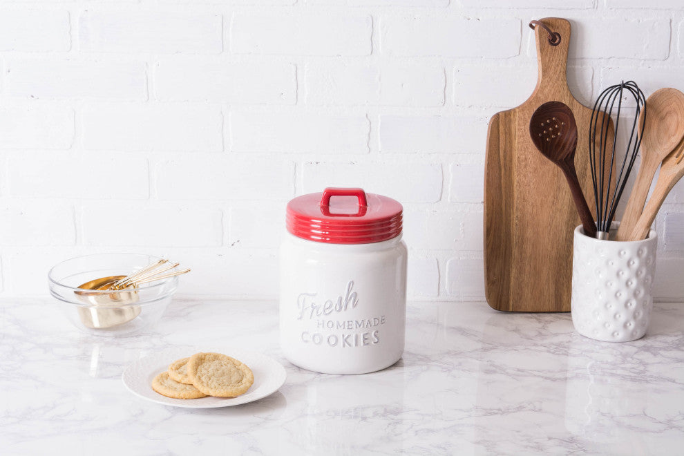 Red Ceramic Cookie Jar