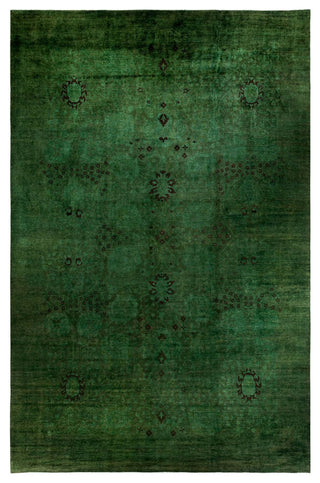 Overdyed, One-of-a-Kind Hand-Knotted Area Rug Green, 11'10"x18'0"