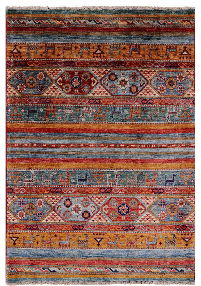 3' 3" X 4' 7" Tribal Persian Gabbeh Hand-Knotted Rug - Q5519