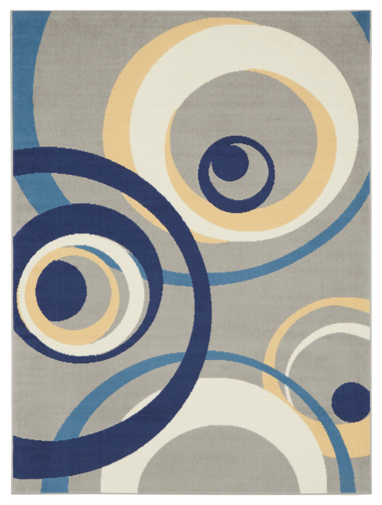 Nourison Home 6'x9' Grafix GRF21 Gray and Blue Area Rug