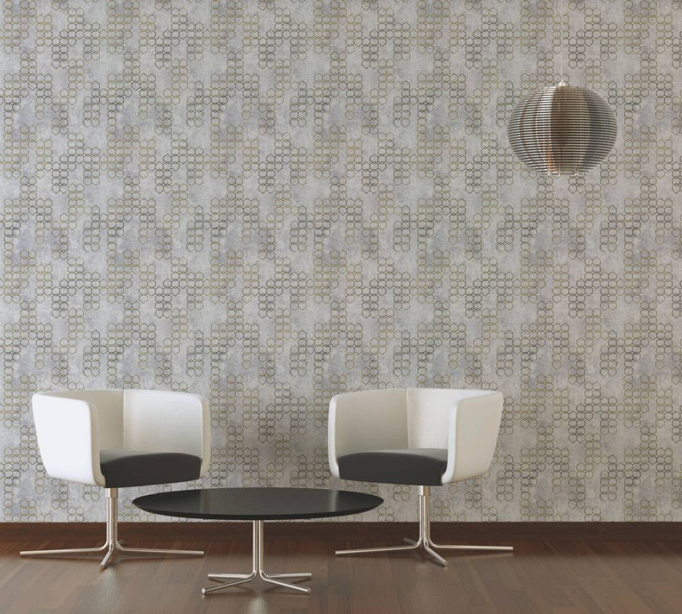 Sample, Geometric Textured Wallpaper Featuring Honeycomb Pattern, 374244