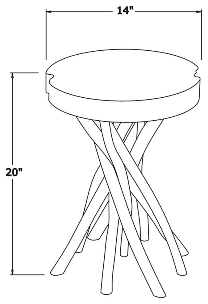 East at Main Kenton Solid Teak Wood Round Accent Table, Brown