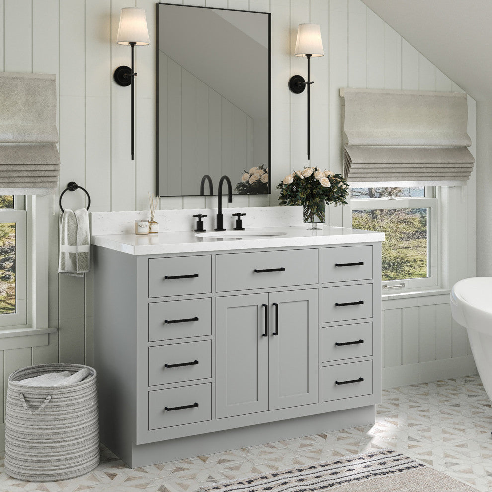 Ariel Hepburn 48"  Single Oval Sink Vanity, Carrara Quartz