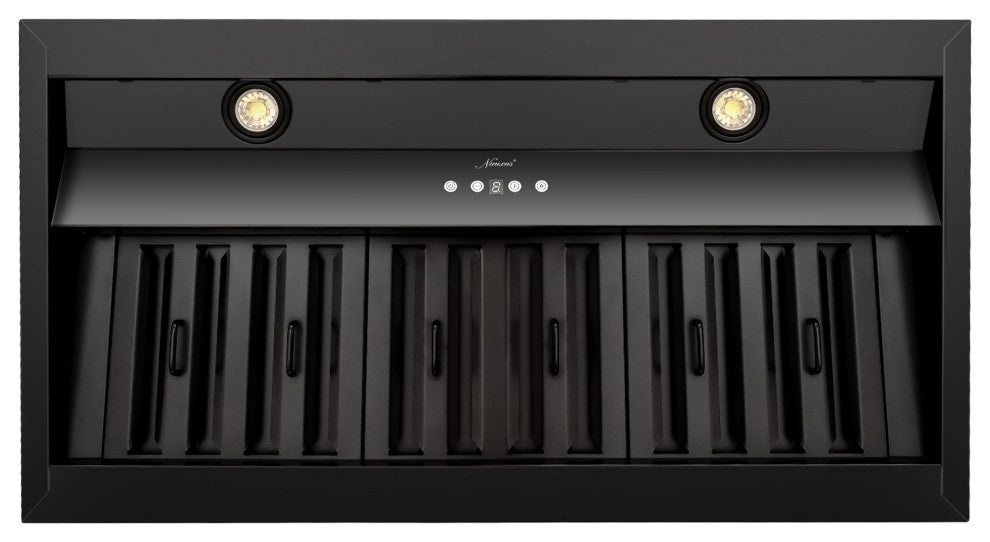 36" Insert/Built-in Matte Black Range Hood, Dimmable, 3-Speeds 600CFM, Cool White Light, Matte Black