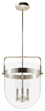 Karloff Brushed Nickel, Clear Glass 3 Light Pendant Ceiling Light