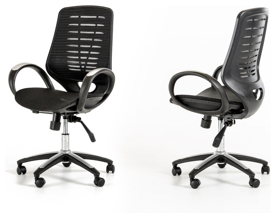 HomeRoots 41" Black Plastic and Steel Office Chair
