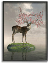 Ocean Elephant Abstract Animal Design, 16"x20", Black Frame