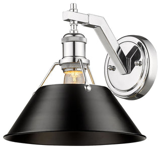 Golden Lighting 3306-1W CH Orwell 10" Tall Wall Sconce - Chrome / Pine Green