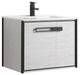 Oakville Wall Mount Bathroom Vanity, Mild Grey Oak, 30", Black Hardware