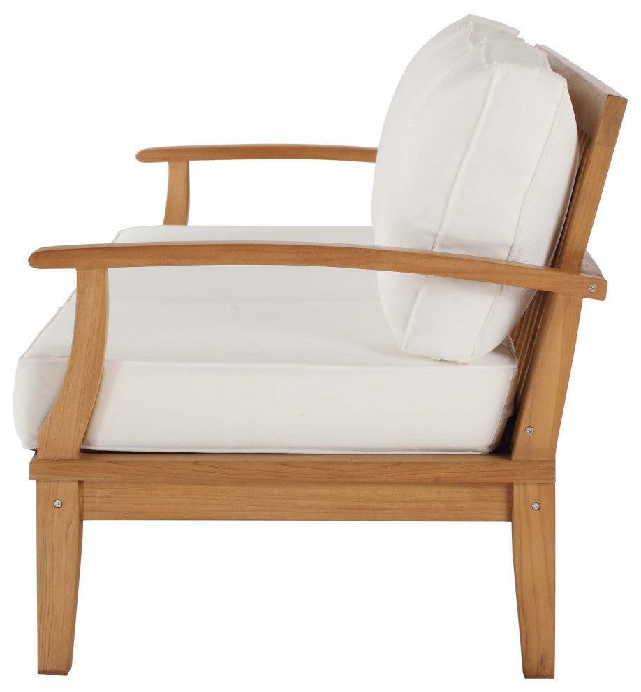 Lounge Sofa, Wood, Brown Natural White, Outdoor Patio Balcony Cafe Bistro Garden