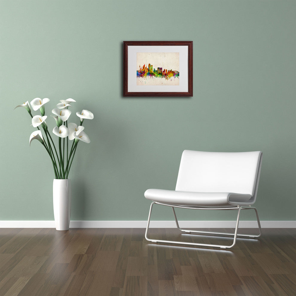 'Sydney Skyline' Matted Framed Canvas Art by Michael Tompsett