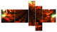 Abstract Fractal Orange Flower, Floral Canvas Art Print, 60"x32", 5 panels