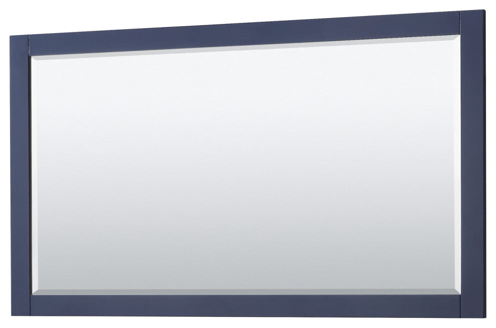 Avery 60, Double Vanity, Dark Blue, White Marble Top, SQ Sinks, 58, Mirror