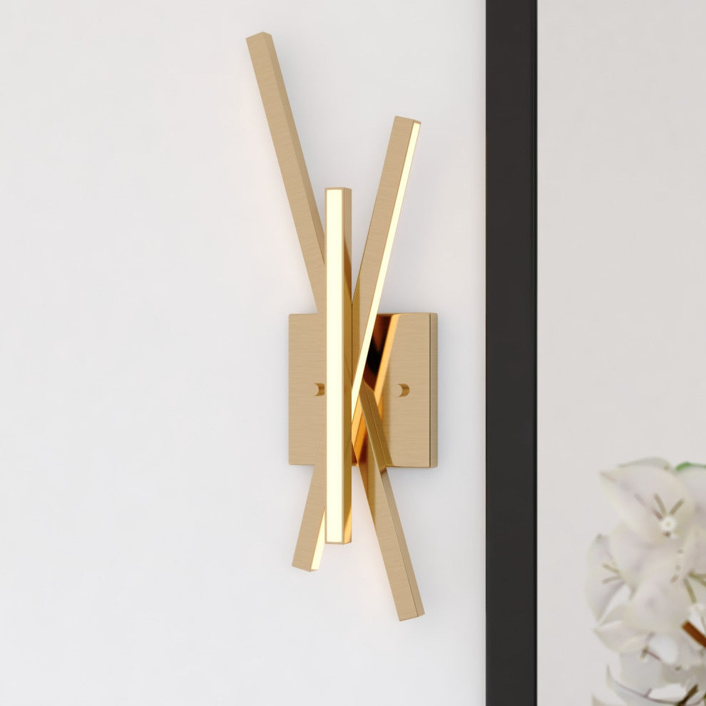 Barcelo 1 Light Integrated LED Gold Wall Sconce White Acrylic Diffusor
