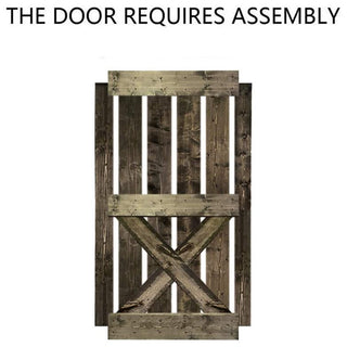 Stained Solid Pine Wood Sliding Barn Door, Espresso, 38"x84", Mini X