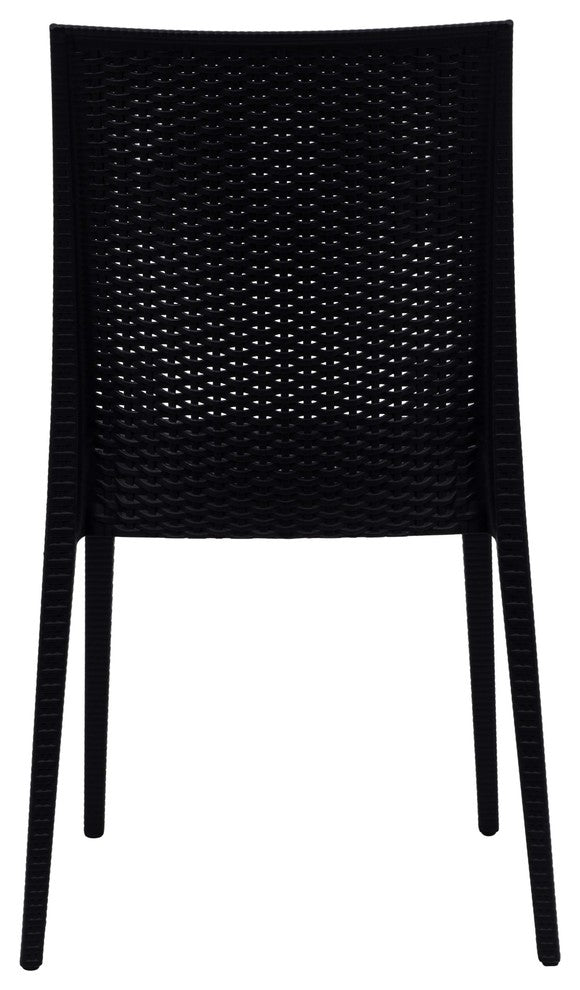 Leisuremod Weave Mace Indoor Outdoor Patio Chair, Set of 4, Black