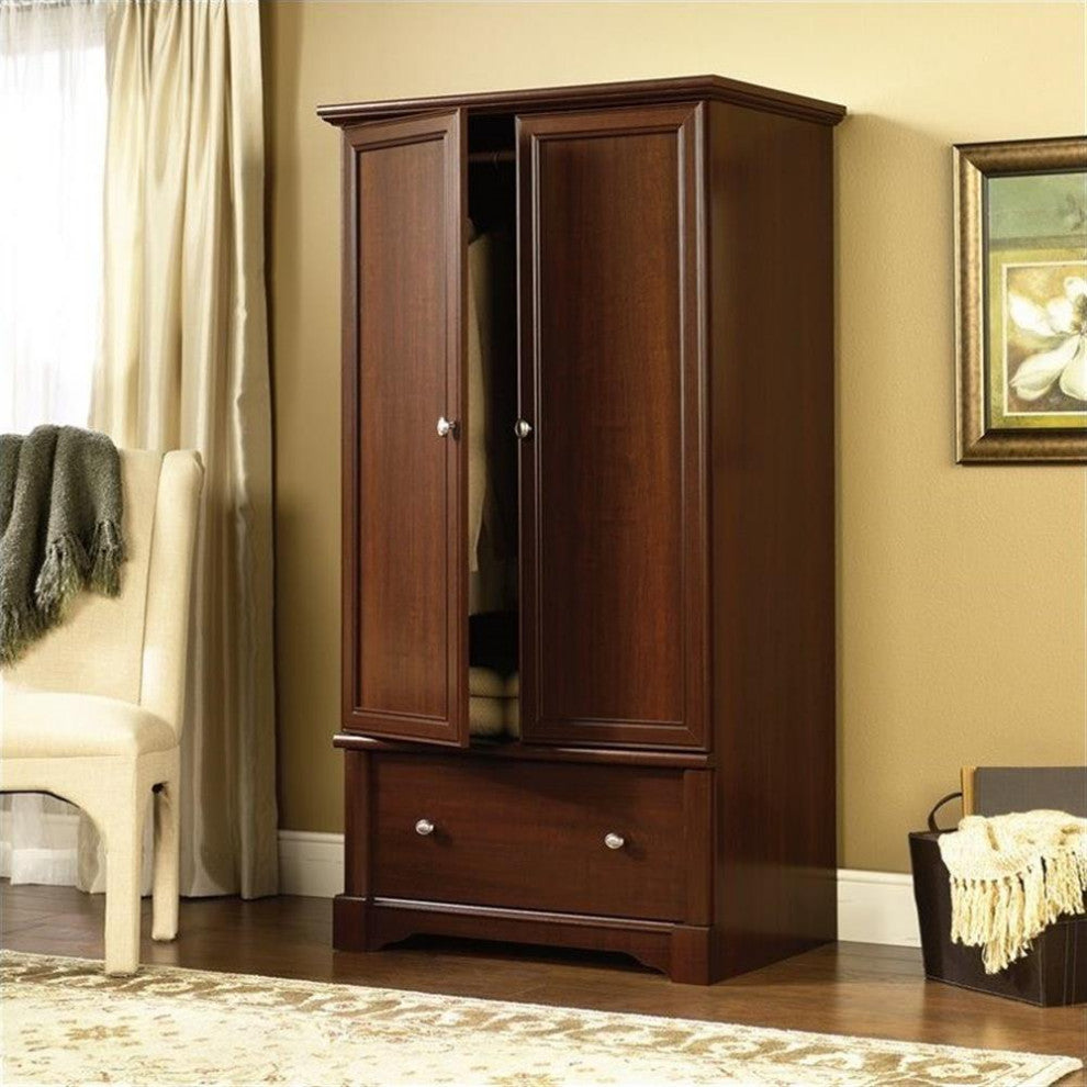 Sauder Palladia Engineered Wood Wardrobe Armoire in Select Cherry