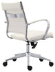 Set of 2 Mid Back Swivel Ribbed PU Leather Office Arm Chair Modern Ergonomic, White