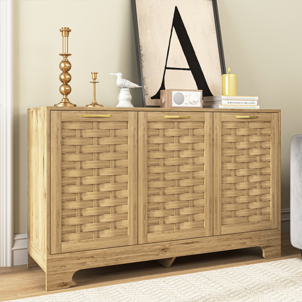 Gewnee Wood Sideboard Buffet Storage with Adjustable Shelf