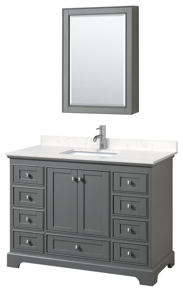Wyndham Collection WCS202048S-VCA-MED Deborah 48" - Dark Gray / Carrara