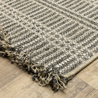 Genoa Geometric Lines Beige/ Black Flatwoven Indoor-Outdoor Area Rug 3'3" x 5'