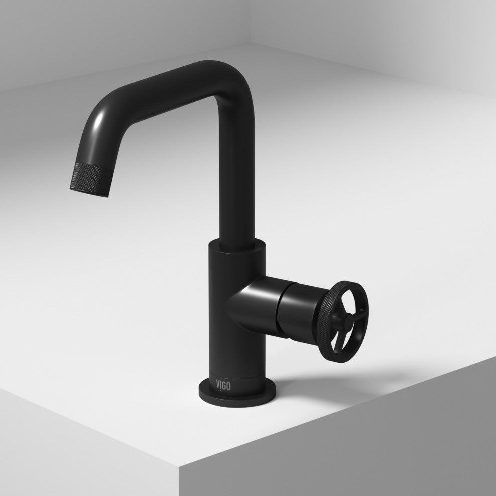 VIGO Cass 9" H Single Handle Single Hole Bathroom Faucet, Matte Black, Without Extras