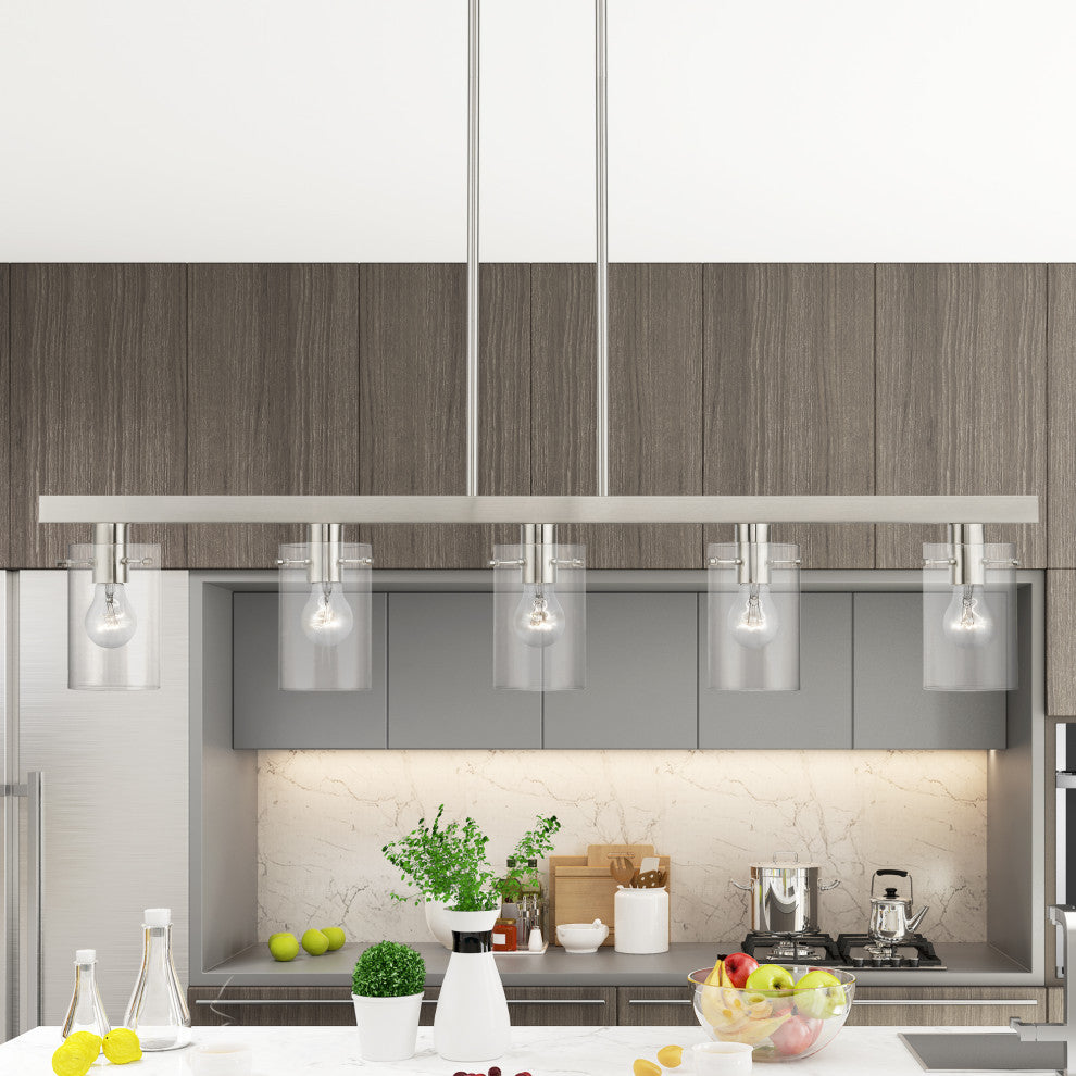 Munich 5 Light Brushed Nickel Linear Chandelier