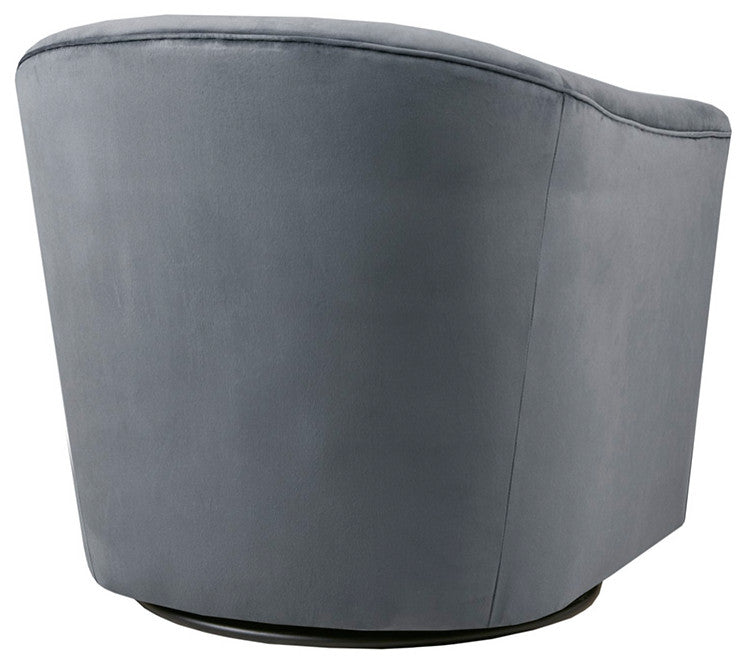 Ryker Velvet Round Barrel Lounge Swivel Chair, Gray