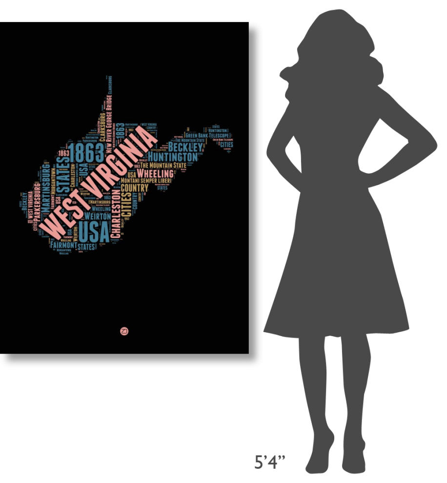 "West Virginia Word Cloud 1" Fine Art Print