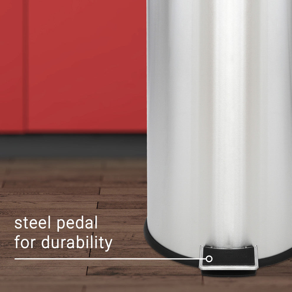 Oscar 8-Gallon Step-Open Trash Can With Mini Trash Can, Stainless Steel