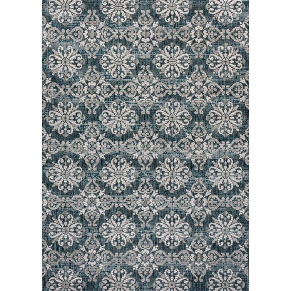 Amora Traditional Mediterranean Tile Design Indoor/Outdoor Area Rug