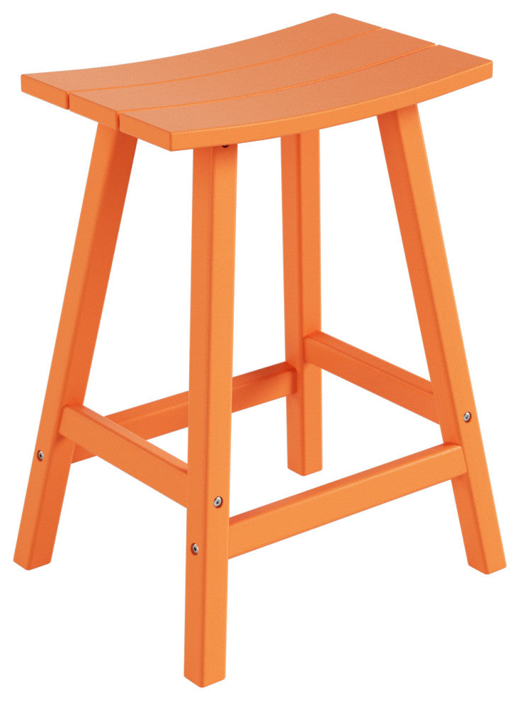 WestinTrends 24" Outdoor Patio Adirondack Plastic Counter Stool, Saddle Seat, Orange
