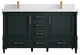 Aberdeen 60 Double Bathroom Vanity in Dark Forest Green 2" White Quartz